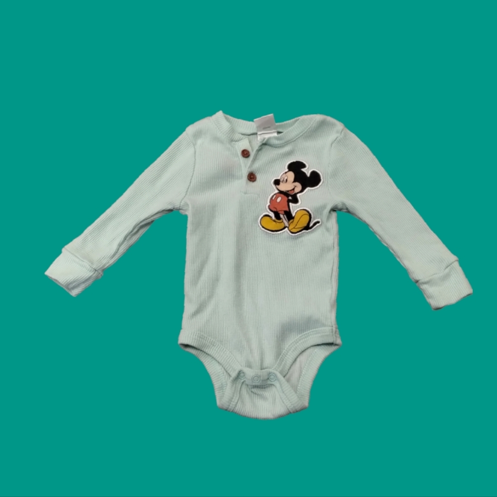 Disney Baby Boys Mickey Mouse Long Sleeve Sleeper Bodysuit Onesie 3/6M
